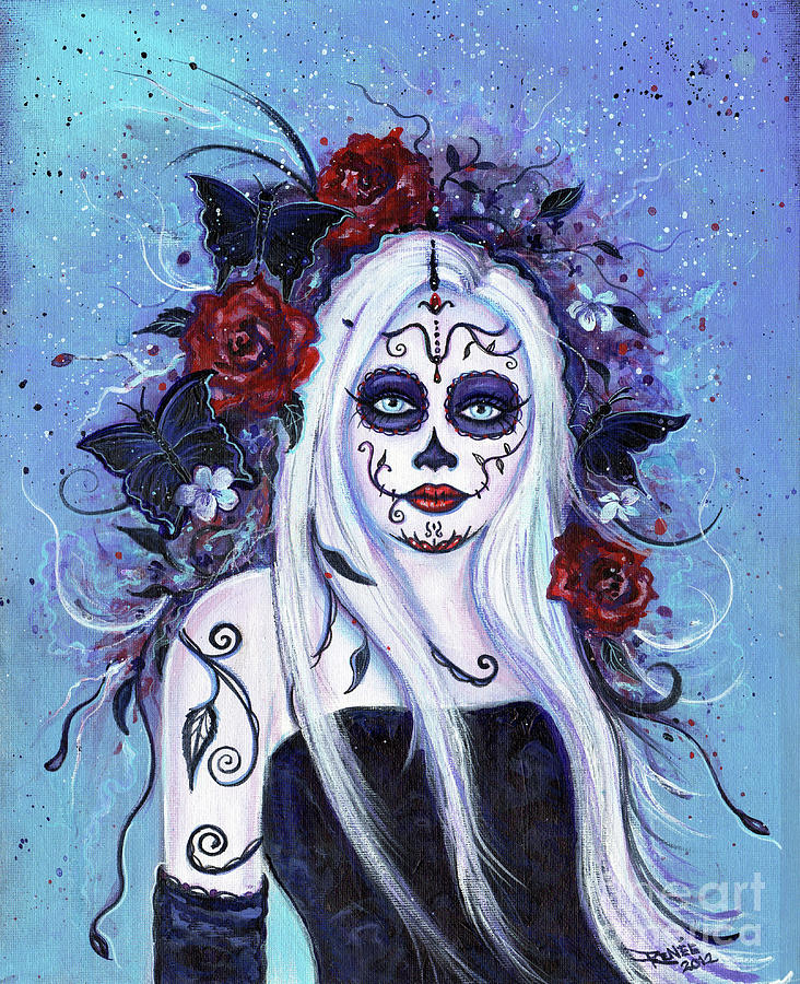 Leandra day of the dead Painting by Renee Lavoie