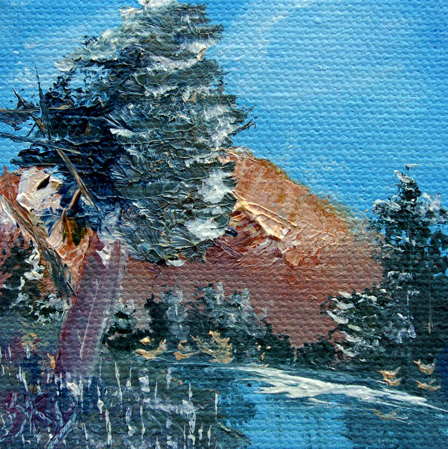 Leaning Pine Tree Landscape Painting by Jera Sky