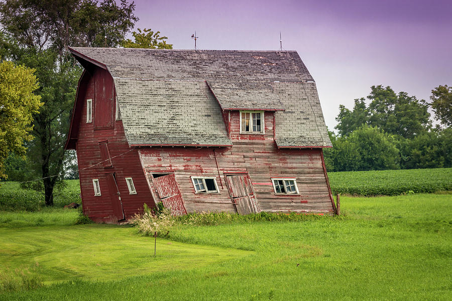 Summer Photograph - Leaning Red Barn by Jeffrey Henry