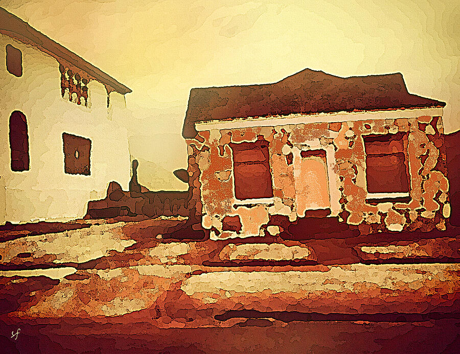 Leaning Red Rock House  Mixed Media by Shelli Fitzpatrick