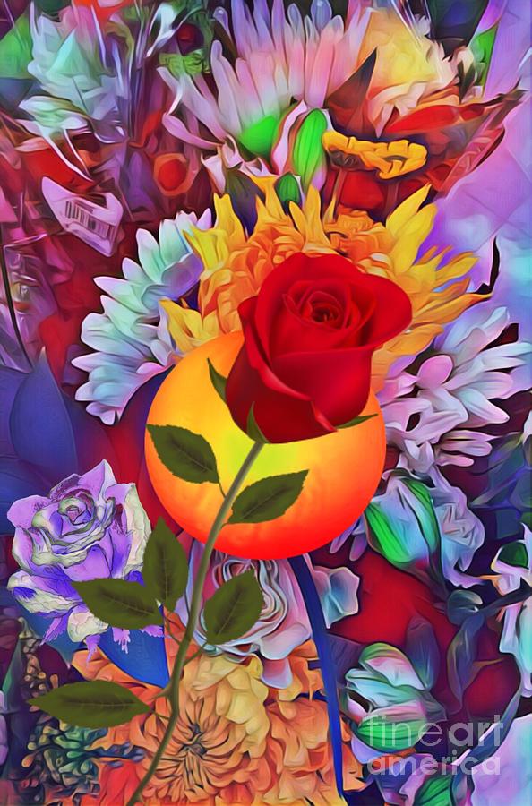 Leaning Rose Digital Art by Gayle Price Thomas