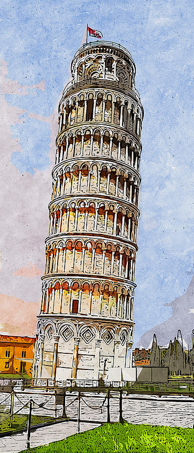 Leaning Tower of Pisa - 01  Painting by AM FineArtPrints