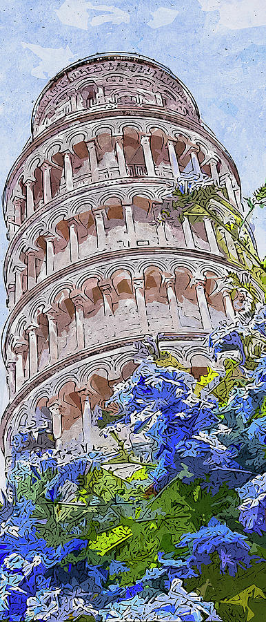 Leaning Tower of Pisa - 02 Painting by AM FineArtPrints