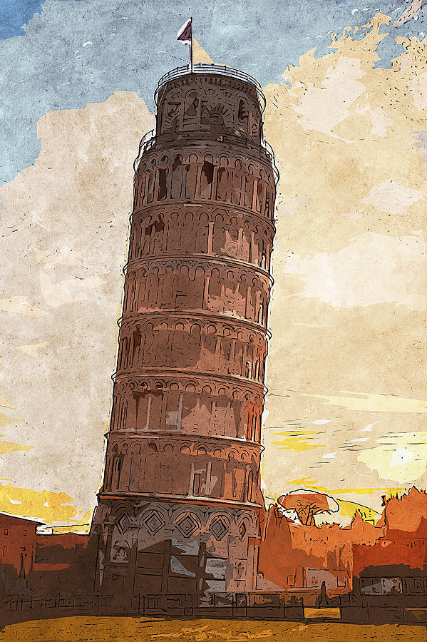Leaning Tower of Pisa - 04 Painting by AM FineArtPrints