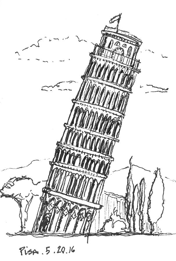 Leaning Tower Of Pisa Drawing by Robert R Lowe III