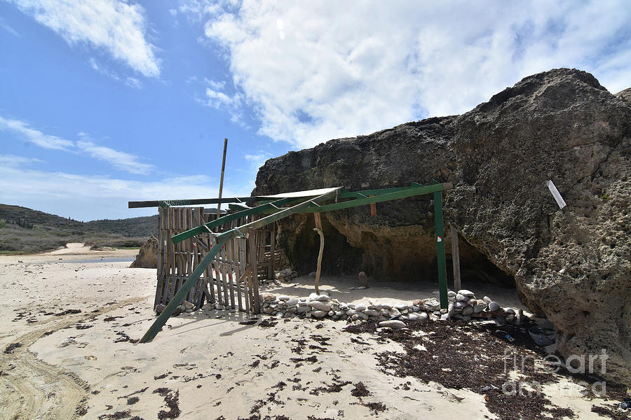 Leanto Shelter Remains on Andicuri Beach in Aruba Photograph by DejaVu Designs
