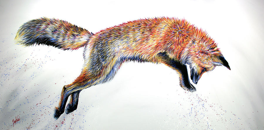Fox Painting - Leap by Teshia Art