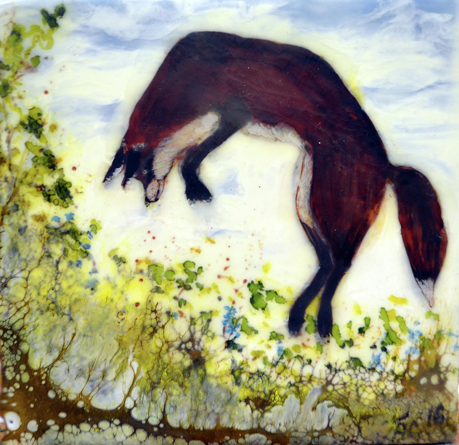 Leaping Fox 1 Painting by Jennifer Creech