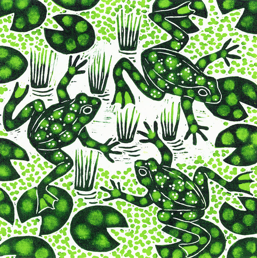 Leaping Frogs Painting by Nat Morley