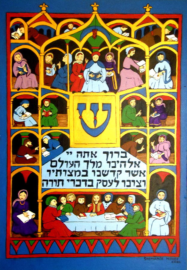 Learning Torah Painting by Stephanie Moore