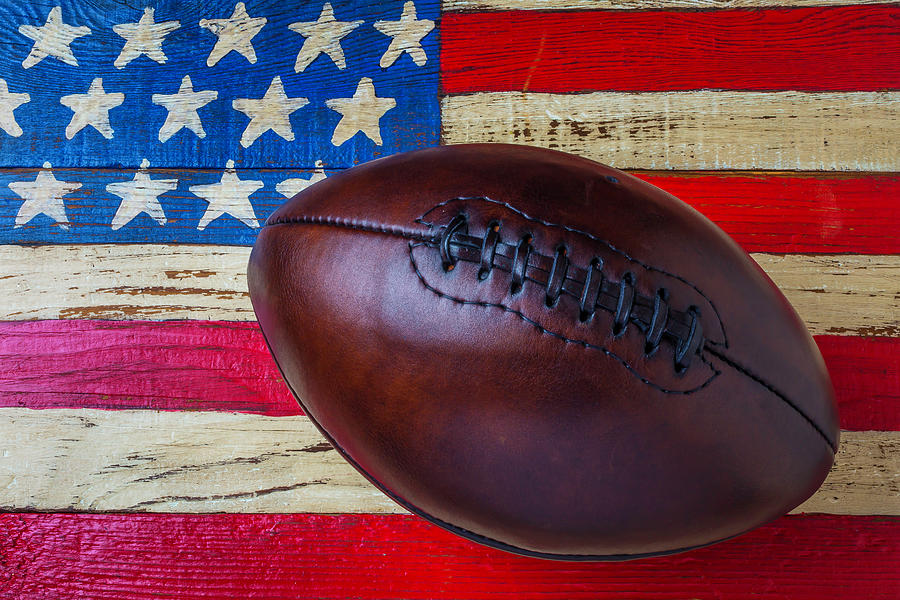Leather Football On Flag Photograph by Garry Gay