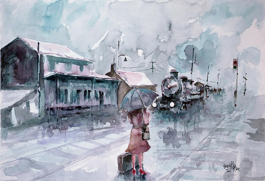 Umbrella Painting - Leaving... by Faruk Koksal