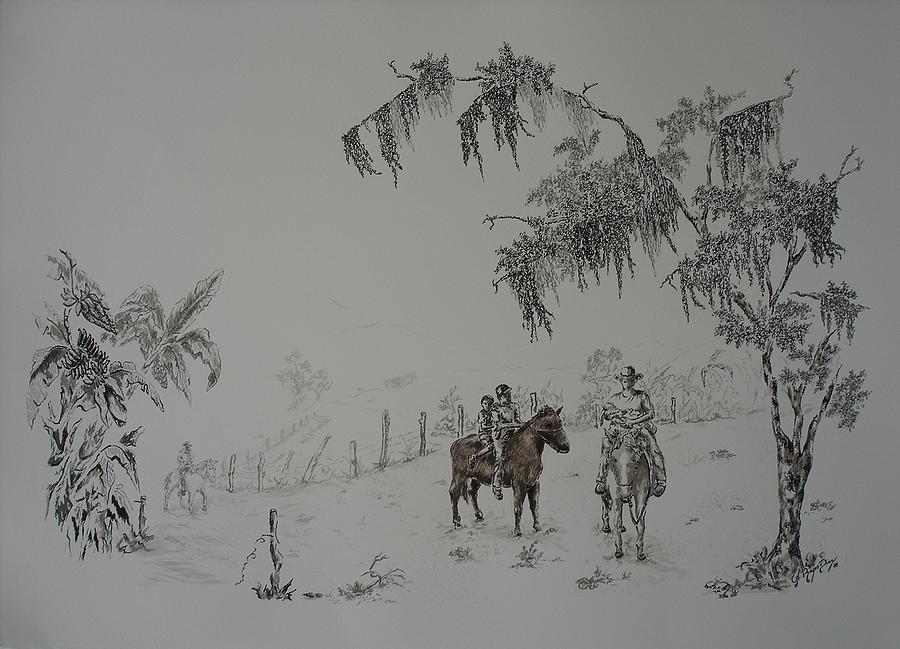 Landscape Drawing - Leaving Home by Gloria Reyes Diaz