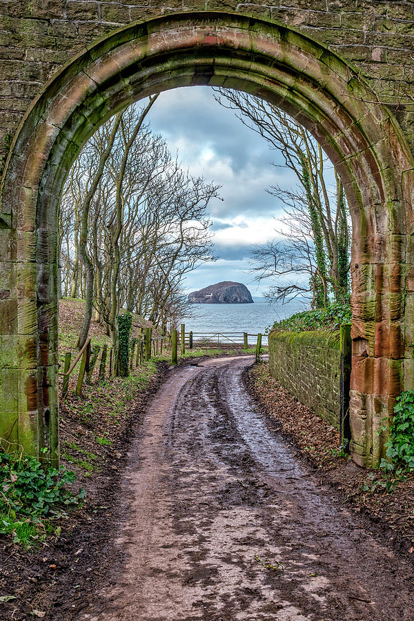 Leaving the beach and looking back at Bass Rock Photograph by Jeremy