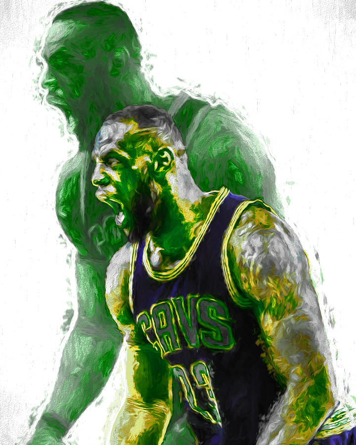 LeBron James Green Rage Hulk Cleveland Cavs Digital Painting Photograph by David Haskett II