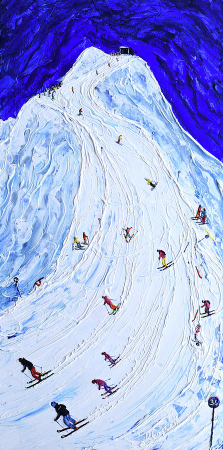 Lech  Piste 200 or  Piste 34 in old numbers Painting by Pete Caswell