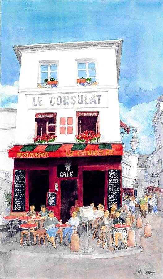 LeConsult Cafe Montmartre Paris Painting by Belinda Hamilton - Fine Art ...