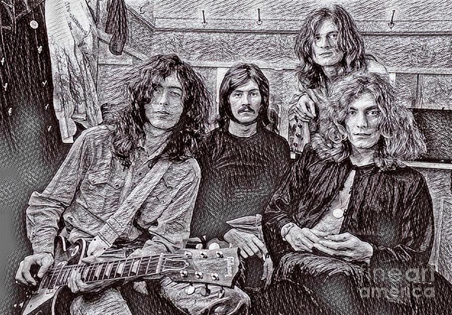 Led Zeppelin Drawing Drawing by Pd Fine Art America