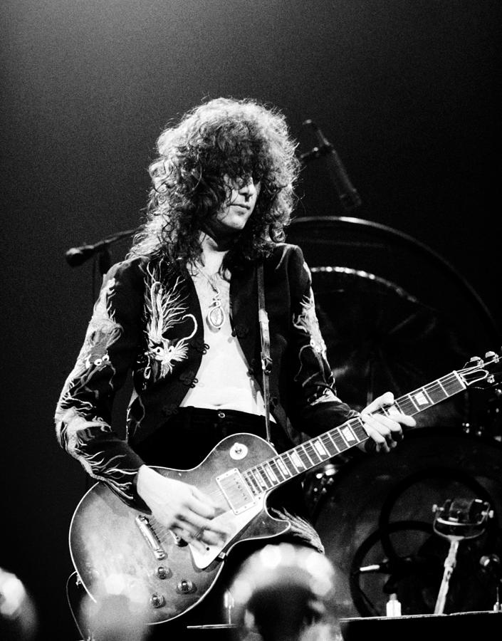 Led Zeppelin - Jimmy Page 1975 BW Photograph by Chris Walter