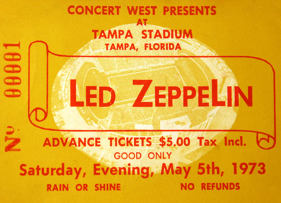 Led Zeppelin Photograph - Led Zeppelin Ticket by David Lee Thompson Led Zeppelin Photograph - Led Zeppelin Ticket by David Lee Thompson
