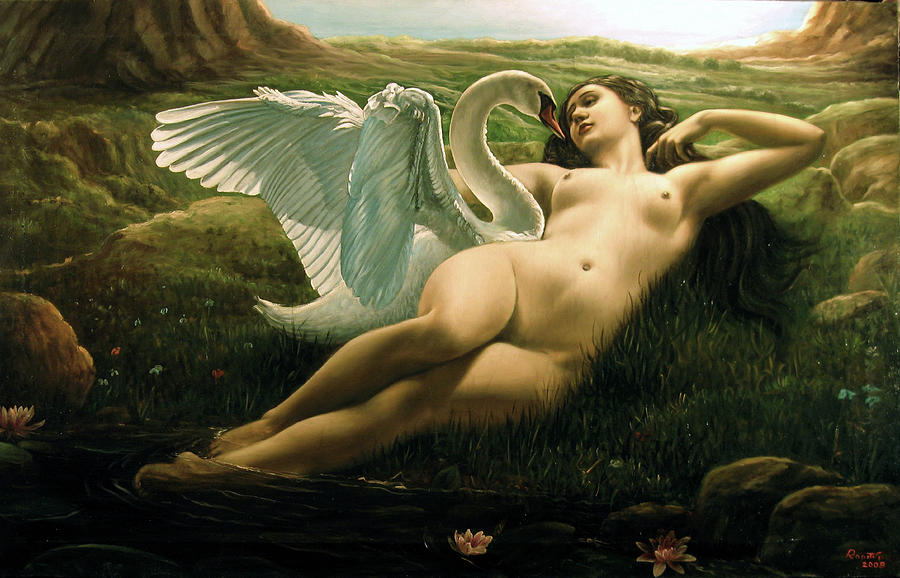 Nude Painting - Leda and the Swan - Sensual by Giovanni Rapiti