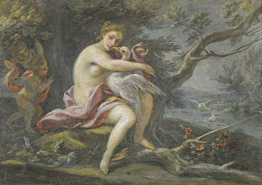 Leda and the Swan Painting by Filippo Falciatore