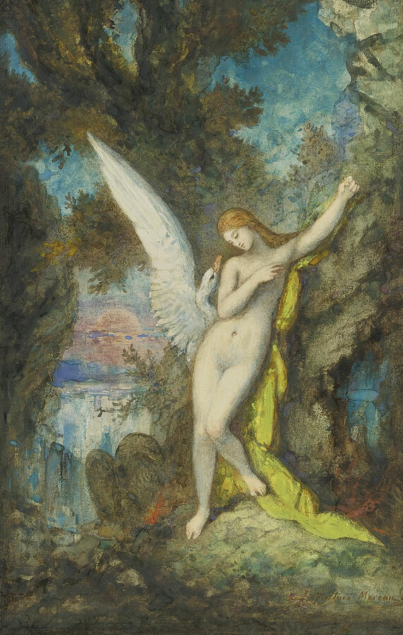 Leda and the Swan #3 Painting by Gustave Moreau