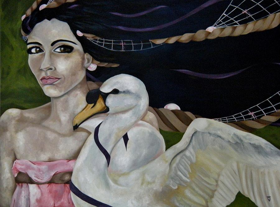 Leda and the Swan Painting by Victoria Dietz