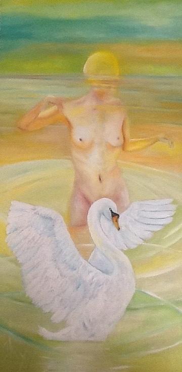 Swan Painting - Leda  by Dirk Ghys