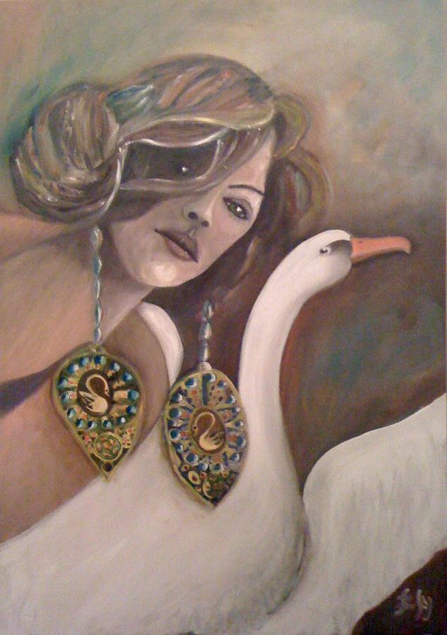 Swan Painting - Leda by Gyorgy Szilagyi