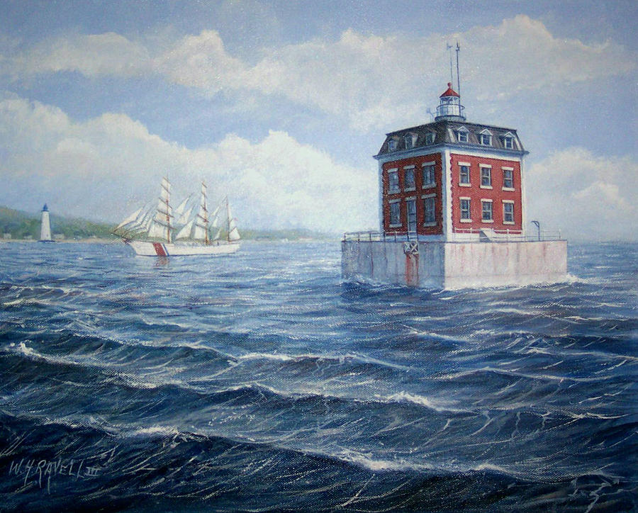 Lighthouse Painting - Ledge Lighthouse by William Ravell