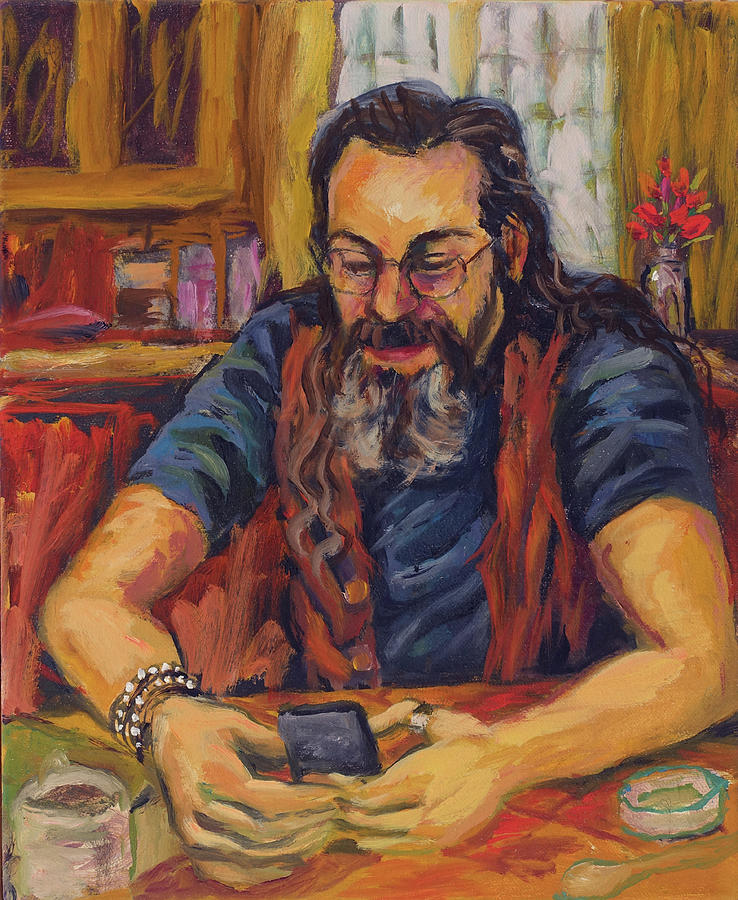Lee at his mobile Painting by Peregrine Roskilly