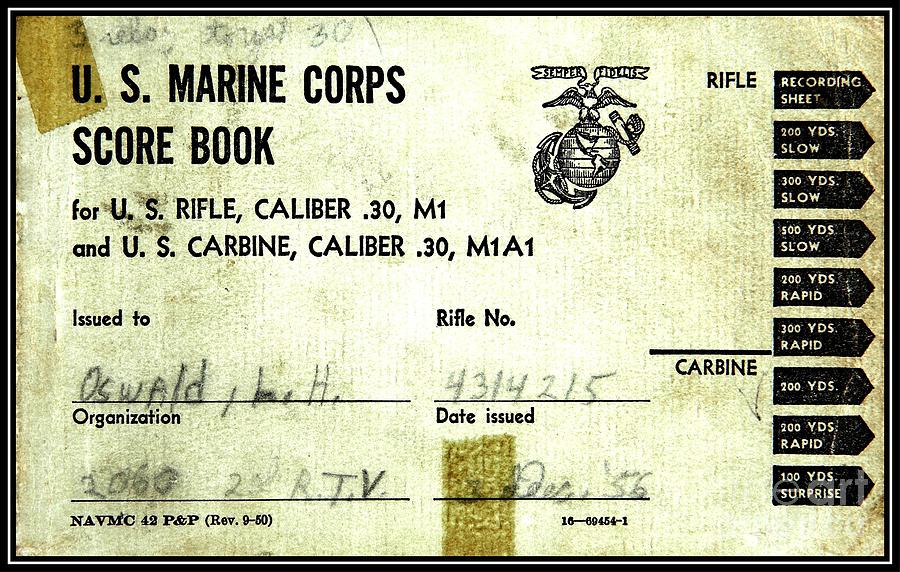 Lee Harvey Oswald 1956 U S Marine Corps Rifle Range Shooting Score Book Drawing by Peter Ogden