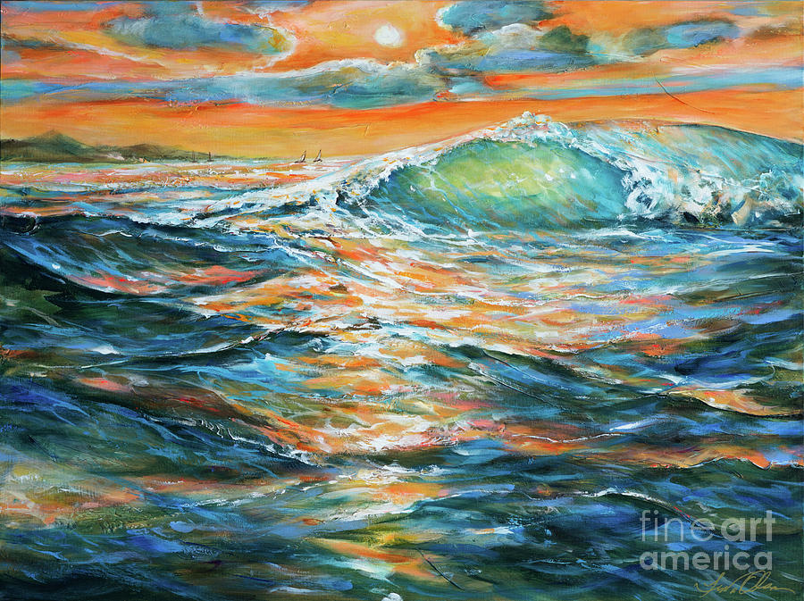 Lee Shore Wave Painting by Linda Olsen