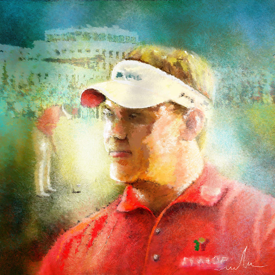 Lee Westwood winning the Portugal Masters 2009 Painting by Miki De Goodaboom
