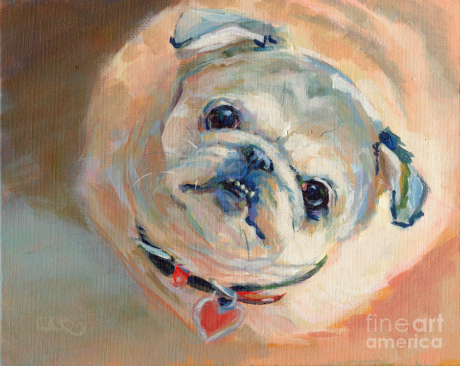 Pug Painting - LeeLoos New Collar by Kimberly Santini