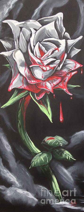 Left rose Painting by Tyler Haddox
