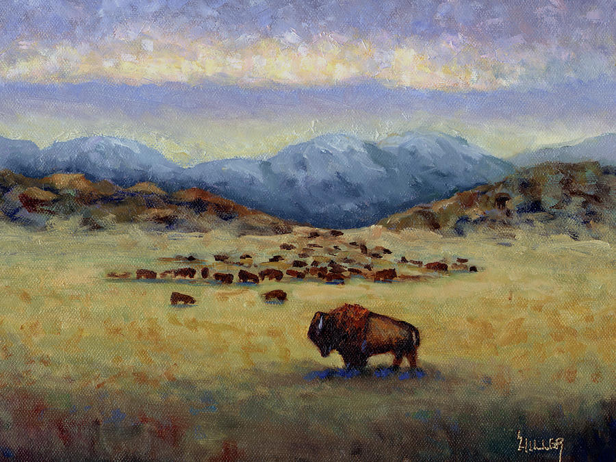 Buffalo Painting - Legend by Linda Hiller