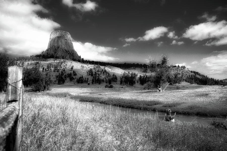 Legend Of The Bear Wyoming Devils Tower BW Photograph by Thomas Woolworth