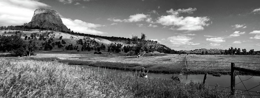 Legend Of The Bear Wyoming Devils Tower Panorama BW Photograph by Thomas Woolworth
