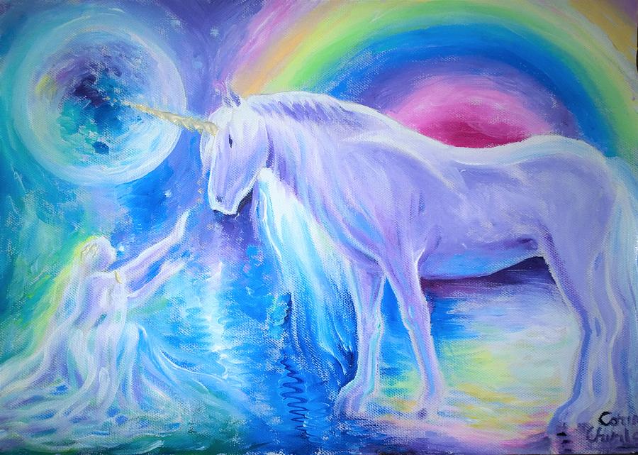 Unicorn Painting - Legend of the unicorn by Chirila Corina