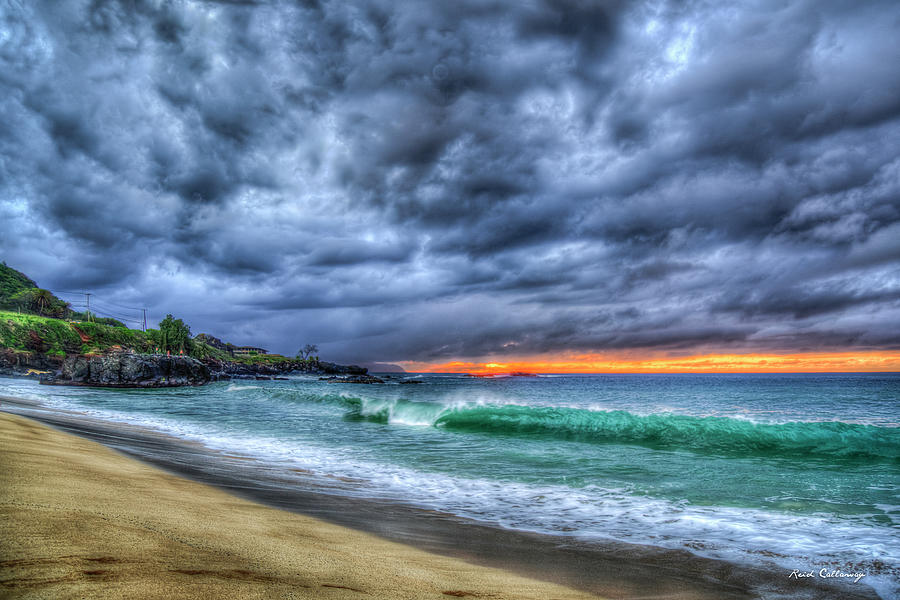 Oahu Hi Waimea Bay North Shore Winter Sunset Legendary Surfing Landscape Seascape Art Photograph