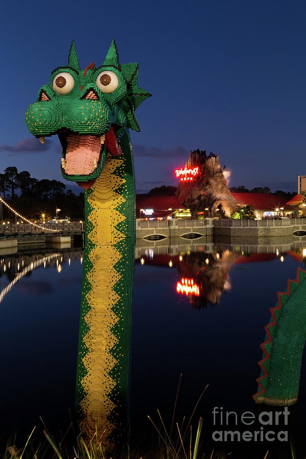 Lego Water Dragon in Disney Springs Lagoon Photograph by Dawna Moore Photography