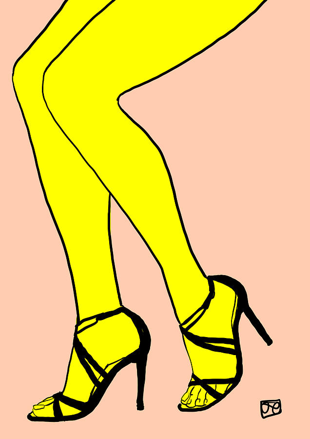 Pop Drawing - Legs in Yellow by Giuseppe Cristiano
