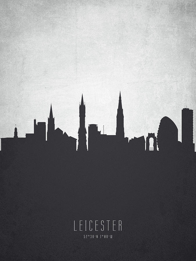 Skyline Painting - Leicester England Cityscape 19 by Aged Pixel