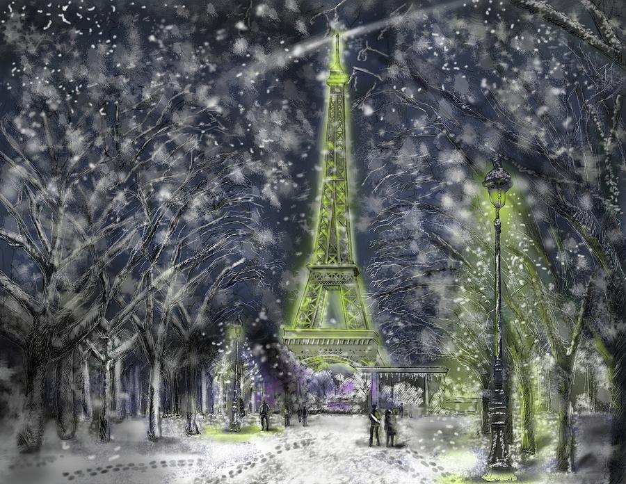 LEiffel de Paris du Hiver Digital Art by Rob Hartman