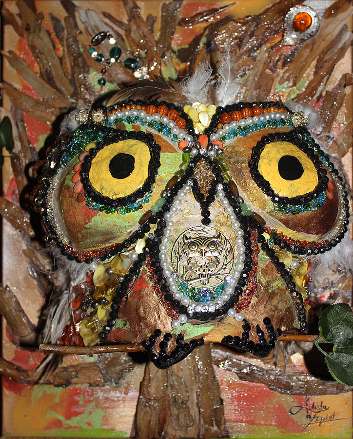 Owl Mixed Media - Leiselle - Tree of Wisdom - Survivor by Artista Elisabet