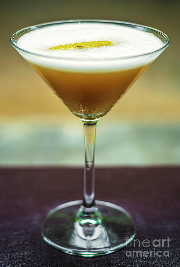Lemon And Honey Martini Cocktail Drink Glass Photograph