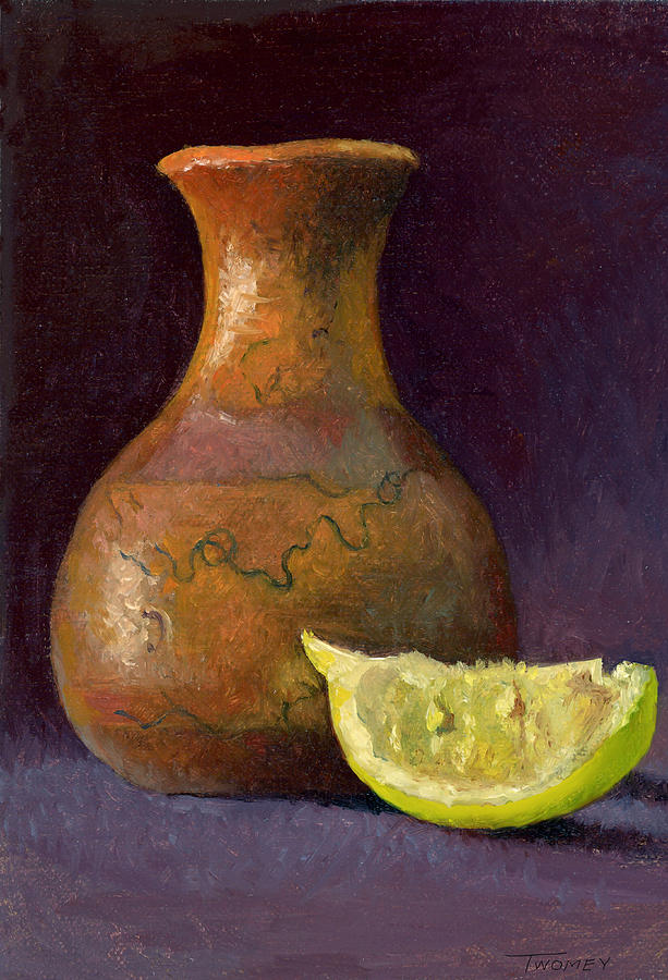 Still Life Painting - Lemon and Horsehair Vase A First Meeting by Catherine Twomey