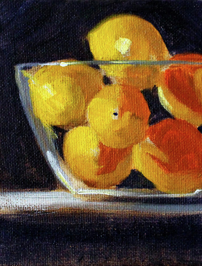 Lemon Bowl Painting by Nancy Merkle